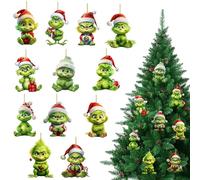 Decorazioni Natale G-rinch 12 Pezzi Decorazioni Natalizie Decorazione Natale Albero Decorazioni per Albero di Natale in Acrilico 2D da Appendere, per Albero di Natale e Festa la Casa Decorazioni