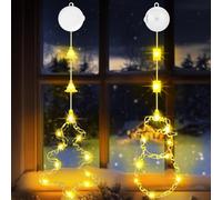 Decorazioni Natalizie,2 Pezzi Luci Natale Finestra,3 Modalità con Timer e Ventosa,Luci Natalizie,Luci di Natale da Interno ,Decorazioni per Finestre,Tende Natalizie per Finestre per Interno Esterni