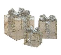 Decorazioni natalizie 3 pezzi di scatole regalo bianche calde con bowknot 3 dimensioni oro falsi regali di Natale per feste in casa in casa 1..