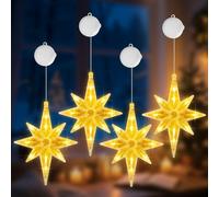 Decorazioni Natalizie,4 Pezzi Luci Natale Finestra,3 Modalità con Timer e Ventosa,Luci Natalizie,Luci di Natale da Interno ,Decorazioni per Finestre,Tende Natalizie per Finestre per Interno Esterni