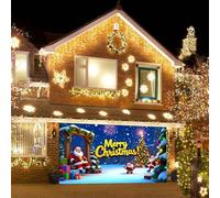 Decorazioni natalizie, 480 x 210 cm, striscione natalizio per porta del garage, grande decorazione decorativa per porte, vacanze, esterni, garage, casa, decorazione da parete B (C, 480 x 210 cm)