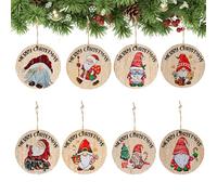 Decorazioni Natalizie, 8 Pezzi Divertenti Decorazioni Natalizie Per Albero, Charm Rotonde in Legno per Festive Casa Cucina Salotto