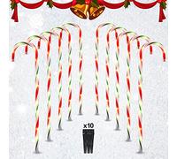 Decorazioni natalizie a forma di bastoncino di zucchero, 66 cm, confezione da 10 marcatori per esterni, luci a forma di bastoncino di zucchero, per vialetti, prati, giardini, ornamenti natalizi per