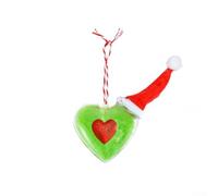 Decorazioni natalizie a forma di cuore, decorazioni verdi per albero di Natale, ciondoli a forma di cuore, per feste, matrimoni, casa, cucina, camera da letto e ufficio (8 ganci da 6 cm)