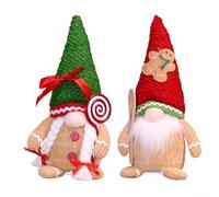 Decorazioni natalizie a forma di gnomo da tavolo, confezione da 2, con personaggi di Biscuitmen e accenti lecca-lecca, per uso stagionale
