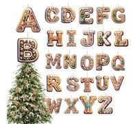 Decorazioni natalizie a forma di pan di , 26 pezzi, in acrilico, con lettere 'alfabeto e pan di , colorate, graziose lettere decorative pendenti per le vacanze, per Capodanno, casa e