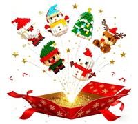 Decorazioni Natalizie a Tema con Mattoncini da Costruzione, Set da 6 Pezzi di Design di Babbo Natale, Mini Figure da Costruzione, Regali di Compleanno di Natale, Bomboniere