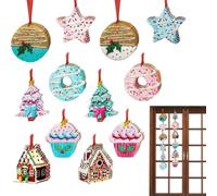 Decorazioni Natalizie a Tema Dessert 24 Pezzi Decorazione in Legno Tema Pan | Decorazioni di Cibo da Dessert per Finestra, Parete, Albero, Famiglia, Celebrazione, Inverno, Vacanze, Party, Casa