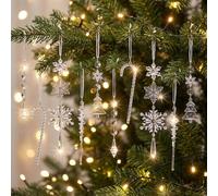 Decorazioni Natalizie Acrilico per trasparente Fiocco di Neve 10 con | Realizzato in acrilico per trasparente in cinque misure leggere pronte per essere appese per ideale per alberi e