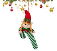 Decorazioni Natalizie Caramelle | Decorazioni in Peluche a Forma di di Zucchero per Albero di Natale | Bambola con Cappello Verde e Bastone per Casa Giardino Porte Interno Esterno