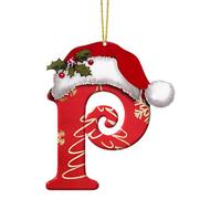 Decorazioni natalizie con 26 lettere, ciondolo fai da te per albero di Natale, ornamenti da appendere per regali per feste (P)