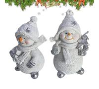 Decorazioni Natalizie Con Omini Di Neve,2 Pezzi Decorazioni In Resina Per Elemento Centrale - Decorazione A Forma Di Pupazzo Di Neve,Per Casa Inverno Scrivania Tavolo Ufficio Cucina Mensola Scaffale V