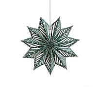 Decorazioni natalizie da appendere a forma di stella di origami, con cordino di sospensione e motivi intagliati per alberi, pareti e spazi per feste (30 cm verde)