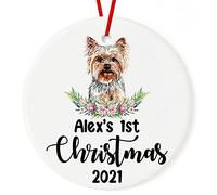Decorazioni Natalizie Da Appendere First X-Mas 2026 Personalized Yorkshire Terrier 1St Rotonde Ornamenti Natalizi Con Cordino Ceramica Di Natale Per Coppie Decorazioni Matrimoni