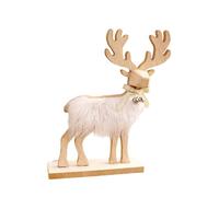 Decorazioni natalizie da tavola, una piccola festa per bambini, una renna in legno con romanzo e uno stile interessante (B, 21 cm)