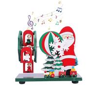 Decorazioni natalizie di carillon di Natale,carillon di Natale,Giocattoli musicali divertenti | Carillon in legno con grande ruota di Babbo Natale, scatola musicale per la decorazione 'ufficio