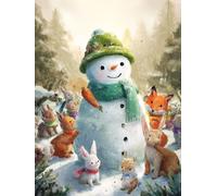 Decorazioni Natalizie Dipingere Con I Numeri Adulti Kits Animali, Pittura Bambini Umano della neve, Paint By Numbers Colori Acrilici, Inverno Natale Decorazioni Casa, Senza Cornice 45x60cm p-48