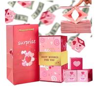 Decorazioni natalizie, Esplosione per soldi, Scatola esplosiva pieghevole con 10 rimbalzi e borsa, Busta rossa I contanti possono essere in denaro per il compleanno di Natale