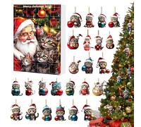 Decorazioni Natalizie Gatti | Ornamenti Appendiabili 2D in Acrilico con Animali Gatto - Calendario 'Avvento 24 Giorni Charm Micio per Specchietto Retrovisore Auto Decorazioni Albero Di Natale