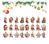 Decorazioni Natalizie Gatto | 24 Pezzi Decorazioni Albero Natale in Legno Appendibili | Addobbi Festività per Camera Casa Soggiorno Classe Scuola,Appartamenti Piccoli Spazi