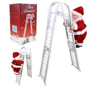 Decorazioni natalizie, giocattoli elettrici di Babbo Natale da arrampicata, Babbo Natale che sale e scende la scala con musica, alimentato a batteria su una scala per la decorazione della casa de.
