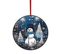 Decorazioni natalizie in acrilico | Decorazioni per ornamenti natalizi tondi double face - Natale Babbo Natale Elk Cervo ciondolo regalo rotondo per calze di Natale, albero, pareti