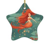 Decorazioni natalizie in ceramica a forma di stella HJFCZH Mermaid Stampe per decorazioni natalizie in centri commerciali, supermercati e case