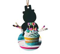 Decorazioni natalizie in legno con stampa di torte di buon compleanno, da appendere all'albero di Natale, decorazione per camini