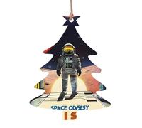 Decorazioni natalizie in legno da appendere a forma di albero di Natale, 6 pezzi, stile Space Odyssey, per decorazioni natalizie, pendenti a forma di pupazzo di neve con campanella vintage