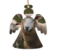 Decorazioni natalizie in legno, pecorelle appese, decorazioni per l'albero di Natale, a forma di angelo, etichette rustiche per auguri di Natale, etichette artigianali appese per decorazioni nataliz