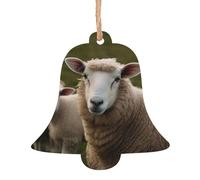 Decorazioni natalizie in legno, pecorelle appese, decorazioni per l'albero di Natale, a forma di campana, rustiche etichette di auguri natalizi, etichette artigianali appese per decorazioni natalizi