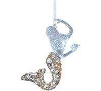 Decorazioni natalizie, ornamenti da appendere in acrilico trasparente con glitter, champagne con paillettes fiocco di neve campana ciondolo per albero festivo (H)