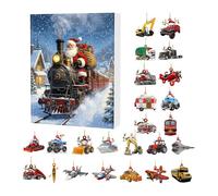 Decorazioni natalizie - Ornamenti sospesi per feste in vacanza e celebrazione, AVVENT Tree Decor design acrilico con motivo del veicolo, calendario 24 giorni per casa, auto, zaino, evento, multicolore