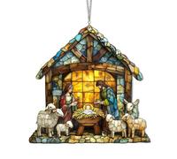 Decorazioni natalizie per acchiappasole, in acrilico colorato, ornamento per finestra della natività, dipinto a mano, decorazione per la casa in acrilico colorato per la casa