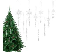 Decorazioni natalizie per albero, in acrilico trasparente 2D, ciondolo natalizio a forma di di neve, per davanzale, camera da, balcone, porte, pareti, giardino, cortile, sentiero