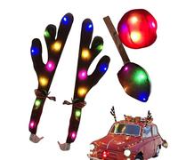 Decorazioni natalizie per auto,Legno di renna con naso | Decorazione automobilistica con coda, per autoveicoli, camion, SUV, esterni, finestre, tetto, soffitto, giorni