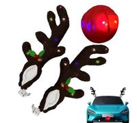 Decorazioni Natalizie Per Corna Di Auto - Simpatiche Corna Di Renna Per Auto E Naso Rosso | Veicolo Illuminato Con Cornas Di Renna E Naso | Decorazione Esterna Natalizia Per Veicoli SUV(Luce Colorata)