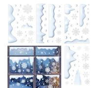 Decorazioni natalizie per finestre, 4 pezzi, riutilizzabili, statiche per neve e ghiaccio, riutilizzabili, statiche, impermeabili, per vetrine, aule, caminetti, porte in, casa