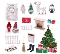 Decorazioni natalizie per giardino delle fate, decorazioni natalizie in miniatura, accessori per giardino delle fate, piccole porte delle fate, kit di decorazione per mensola da scrivania