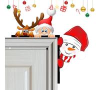 Decorazioni natalizie per la cornice della porta, decorazioni per l'angolo della porta,Topper per porta con cartello per angolo in legno di Babbo Natale - Simpatica e divertente decorazione per la cas
