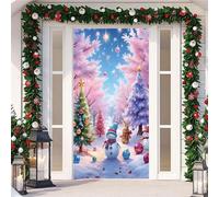 Decorazioni Natalizie Per Porta,Fuori Porta Natalizio Con Elastico,Copriporta Natalizia,Striscione Di Babbo Natale,Addobbi Banner Decorazione Per Porta Ingresso Casa,Door Cover (Color 8， 90x210cm)