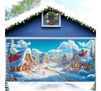 Decorazioni natalizie per porte di garage, 4,9 x 2,1 m, Candyland, villaggio, garage, decorazione per esterni, Capodanno, forniture per feste all'aperto con corda