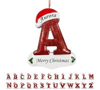 Decorazioni natalizie personalizzate con 26 lettere, decorazioni natalizie fai da te personalizzate con nomi, ciondolo in resina 3D a forma di albero di Natale, regalo per familiari e amici(A)
