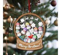 Decorazioni natalizie personalizzate con testo per il 2025 - Addobbi natalizi personalizzate con 14 nomi e pupazzo di neve - Decorazioni rotonde in legno per l'albero di Natale