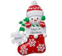 Decorazioni natalizie personalizzate sospese per la prima palline di Natale del bambino di Snowflake, con nome Snowflake Babys di prima calza per il rosso degli alberi di Natale