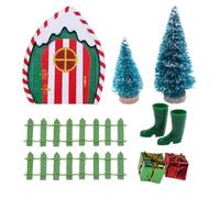Decorazioni Natalizie, Porta degli Elfi 9 pezzi/set Porta delle fate di Natale con una bambola carina in miniatura per accessori per la casa delle bambole Set di gnomi magici per decorazioni interne