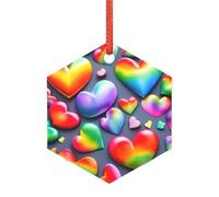 Decorazioni natalizie trasparenti a forma di cuore color arcobaleno, Adornos De Navidad in acrilico per un albero di Natale minimalista