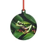 Decorazioni natalizie trasparenti a forma di rana, foglie verdi, in acrilico, per un albero di Natale minimalista