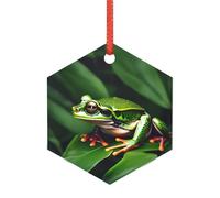 Decorazioni natalizie trasparenti a forma di rana, foglie verdi, in acrilico, per un albero di Natale minimalista