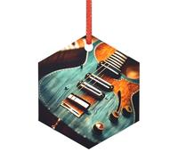 Decorazioni natalizie trasparenti con chitarra musicale, Adornos De Navidad in acrilico per un albero di Natale minimalista